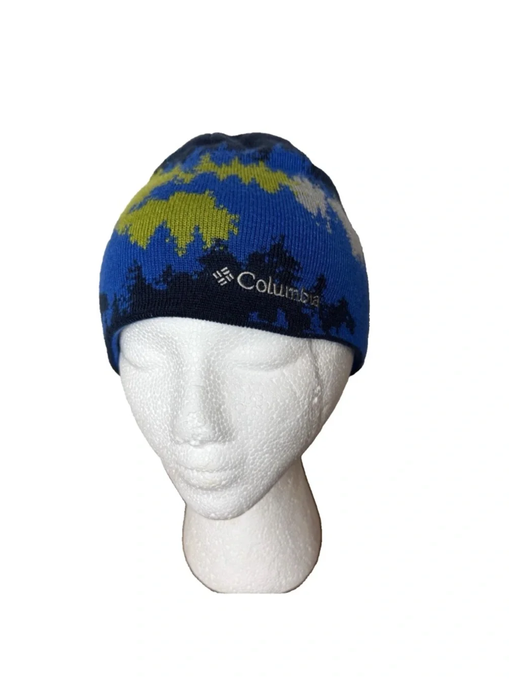 Columbia Kids Blue Patterned Knit Beanie